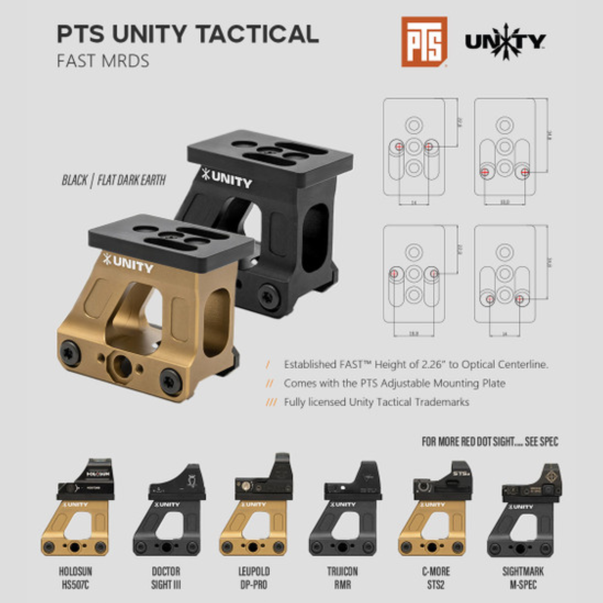 PTS Unity Tactical FAST MRDS Mount w/PTS Multi-Optic Adaptor Plate