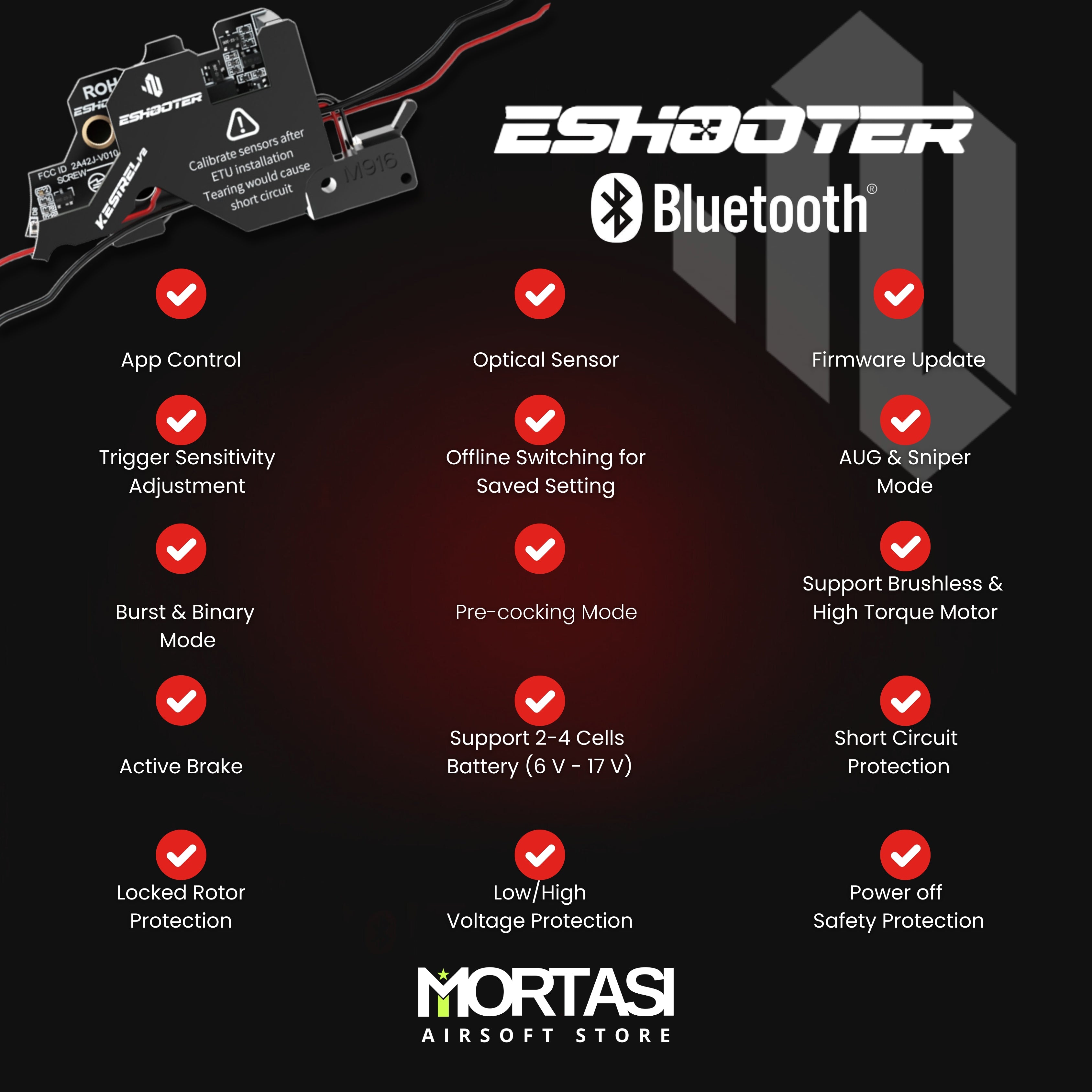 Eshooter Kestrel V2 ETU for Gearbox V2 - AEG Rear Wired